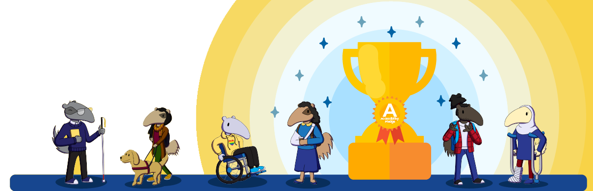 anteaters surrounding an accessibility trophy